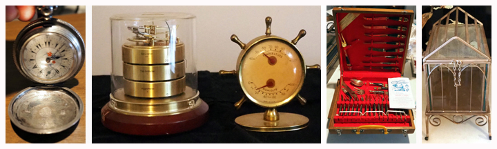 antique clocks and silverware set