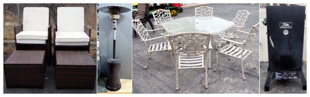 Outsunny Woven Wicker Style Patio Chairs, Fire Sense Propane Patio Heater, Hampton Bay 6-Sided Patio Table
