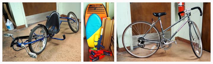 bicycles and boogie boards	
