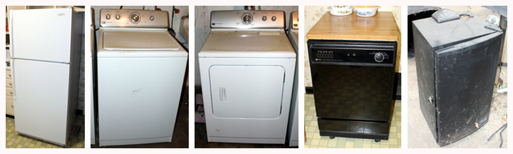 refrigerator, washer and dryer