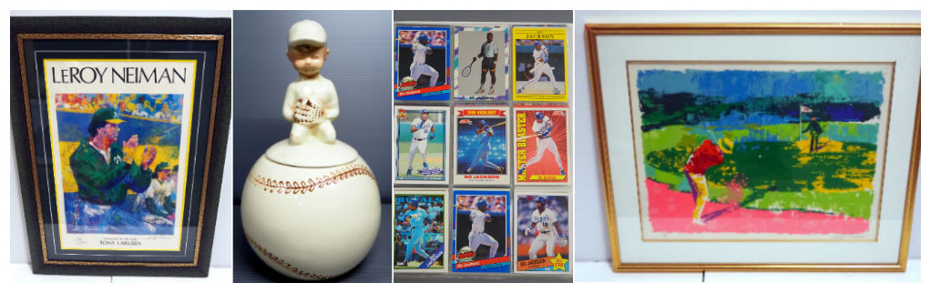 baseball cards and sports paintings