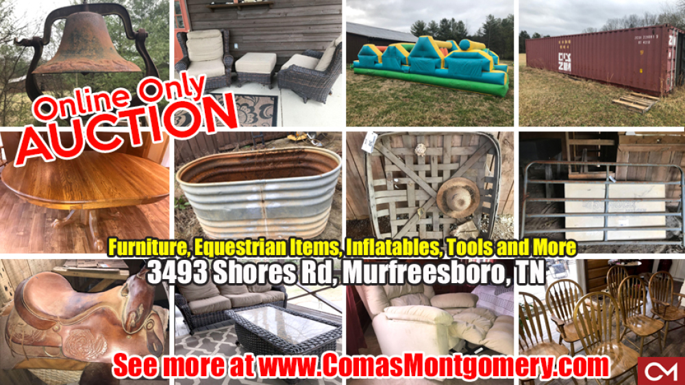 Auction, Equestrian, Tools, Furniture, Horse, Equipment, Inflatables, Patio, Furniture, Shipping, Container, Shores, Murfreesboro, Tennessee, Comas, Montgomery