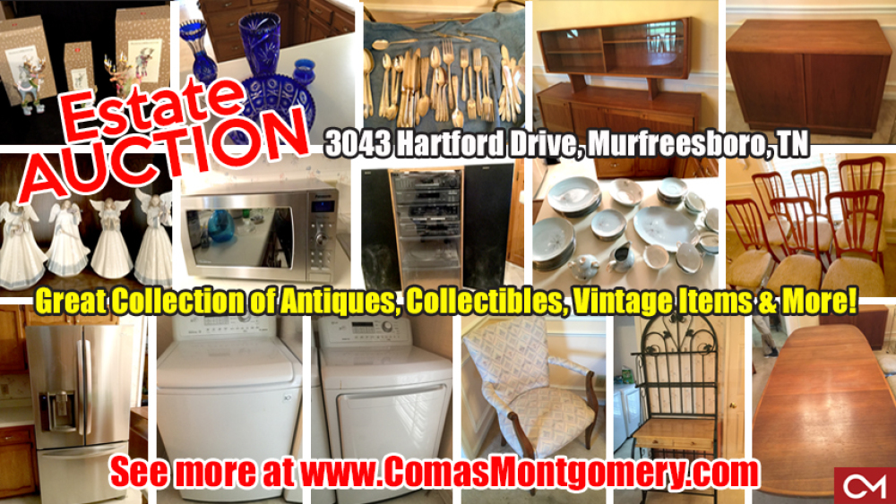 Estate, Auction, Sale, Personal, Property, Vintage, Antiques, Furniture, Appliances, Coady, Hartford, Sale, For Sale, Murfreesboro, Comas, Montgomery