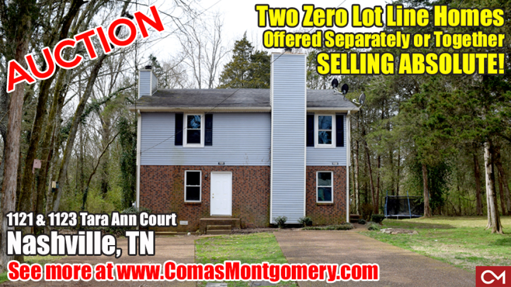 Auction, Zero Lot Line, Homes, Investment, Property, Real Estate, Townhome, Condo, Apartment, Nashville, Tennessee, Comas, Montgomery, Absolute, Tara Ann