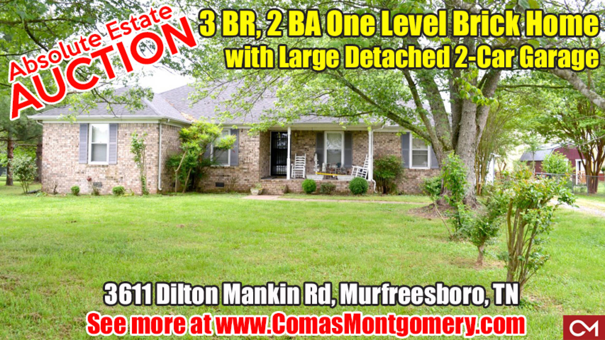 House, Home, Auction, Absolute, Real Estate, Murfreesboro, Garage, Comas, Montgomery, Dilton, Mankin, Merriman