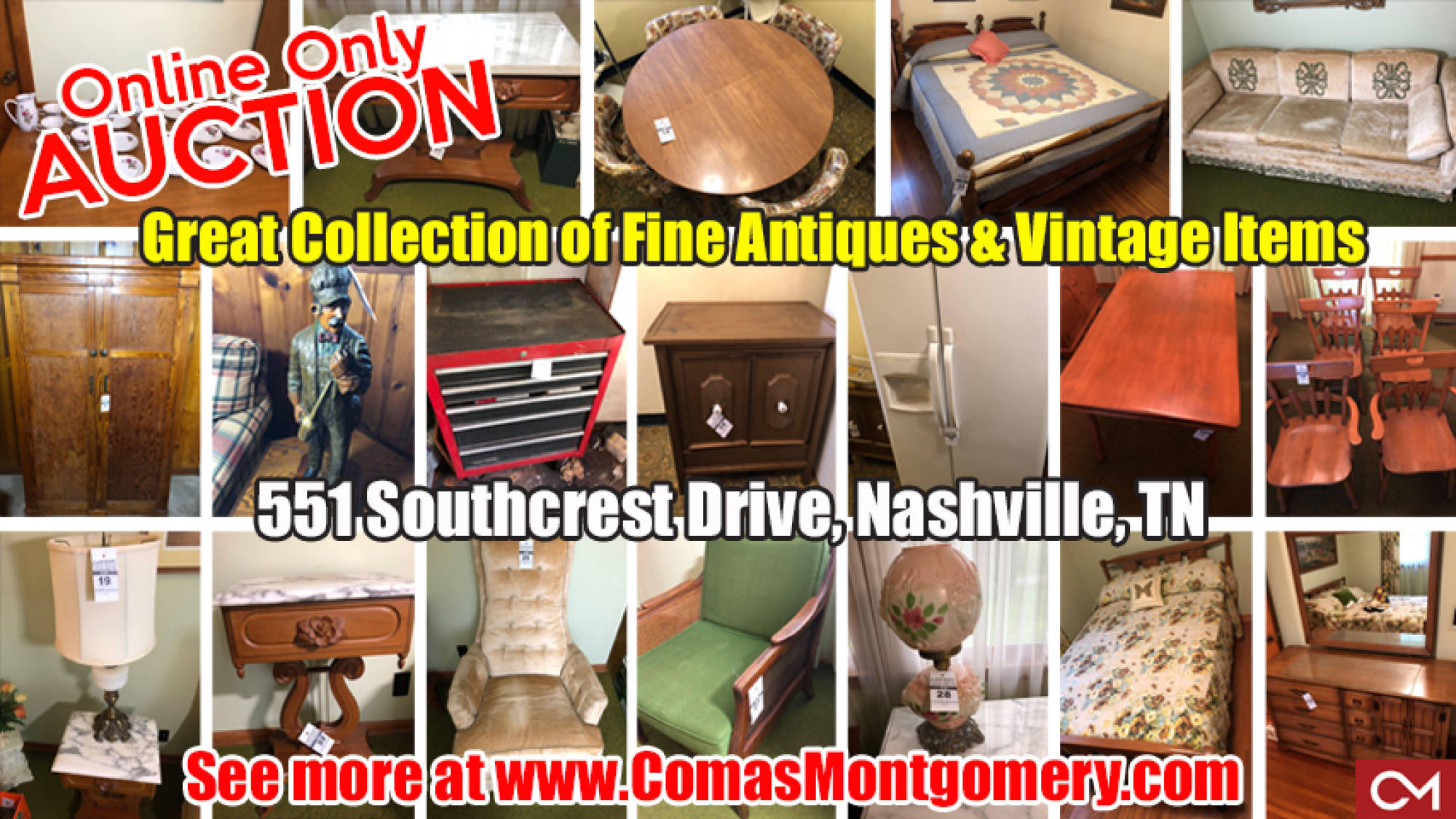 Antiques, Vintage, Items, For Sale, Furniture, Glassware, Appliances, Nashville, Estate, Sale, Tennessee, Comas, Montgomery, Online, Auction