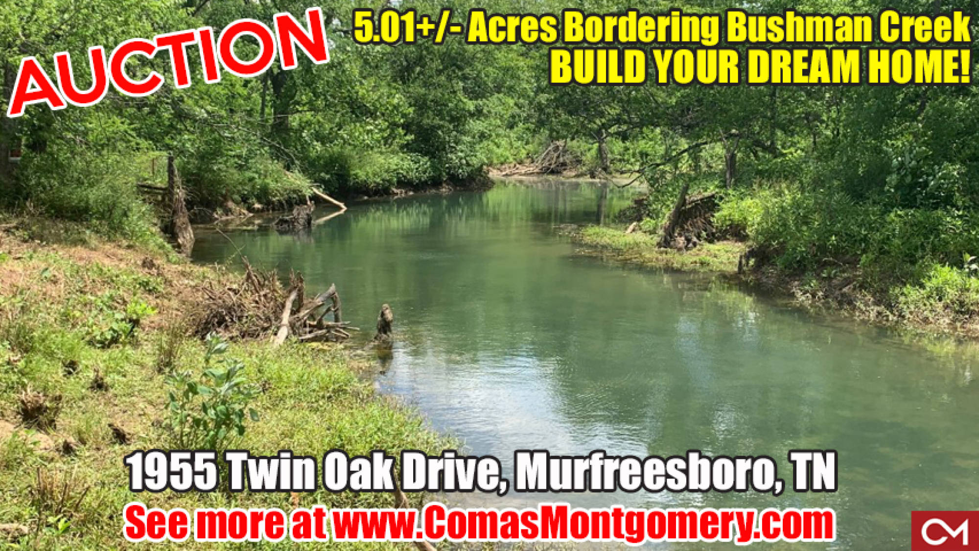 Land, For Sale, Real Estate, Acres, Bushman, Creek, Build, Home, House, Soil Site, Murfreesboro, Comas