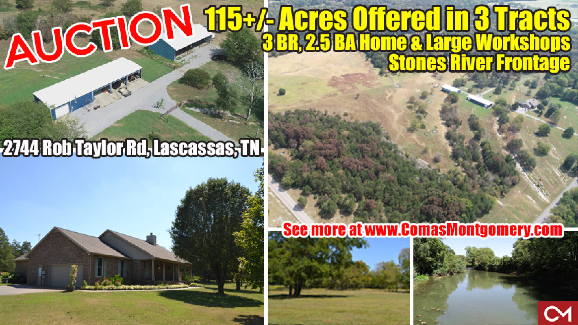 Land, Acres, Tracts, For Sale, Stones River, Frontage, Comas, Montgomery, Rob Taylor, Murfreesboro, Lascassas, Workshop, House, Home