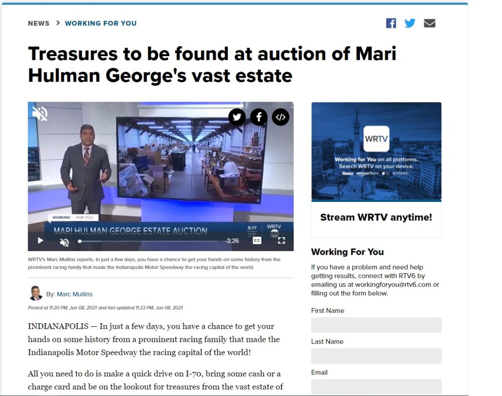 WRTV Mari Hulman George Coverage photo
