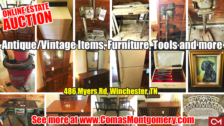 Auction, Estate, Vintage, Antique, Furniture, Collectibles, Art, Tools, Woodworking, Wood, Working, Duncan, Phyfe, Winchester, Tennessee, Comas, Montgomery