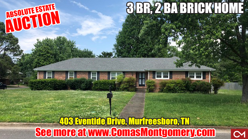Comas, Montgomery, Absolute, Estate, Auction, Real Estate, Home, House, Homes, Houses, For Sale, Alberta, Wilson, Eventide, Drive, Murfreesboro, Tennessee, Brick, 3 Bedroom, 2 Bath
