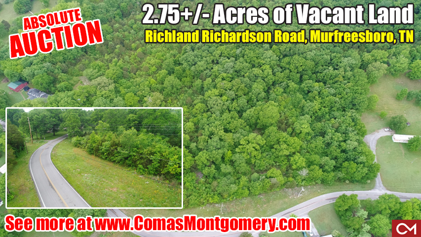 Land, Vacant, Build, Real Estate, Auction, Absolute, Comas, Montgomery, Murfreesboro, Tennesse, For Sale, Investment, New Home, Construction
