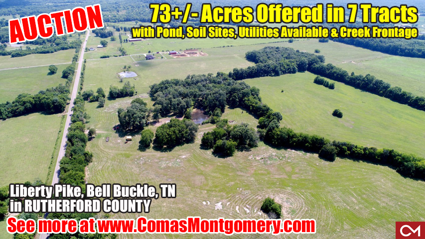 Land, For Sale, Acres, Tract, Soil Sites, Utilities, Messick, Estate, Auction, Comas, Montgomery, Murfreesboro, Bell Buckle, Tennessee, Rutherford
