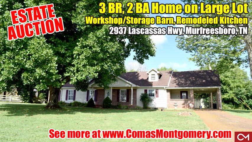 Estate, Auction, Sale, Real Estate, Land, Home, House, For Sale, Lascassas, Vaughn, Comas, Montgomery, Tennessee, Murfreesboro, Rutherford