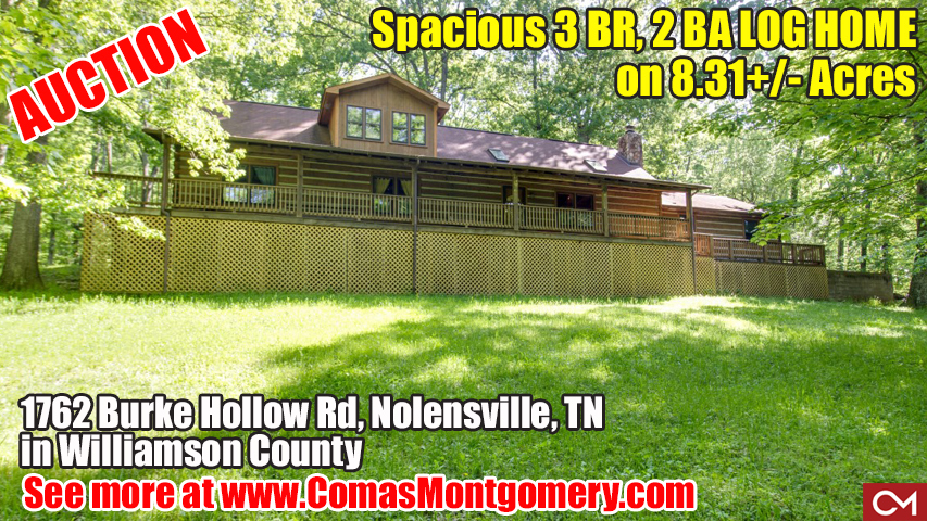Log, Home, House, For Sale, Vaulted Ceilings, Land, Acres, Nolensville, Williamson County, Franklin, Comas, Montgomery, Real Estate, Auction, Property, Burke, Hollow